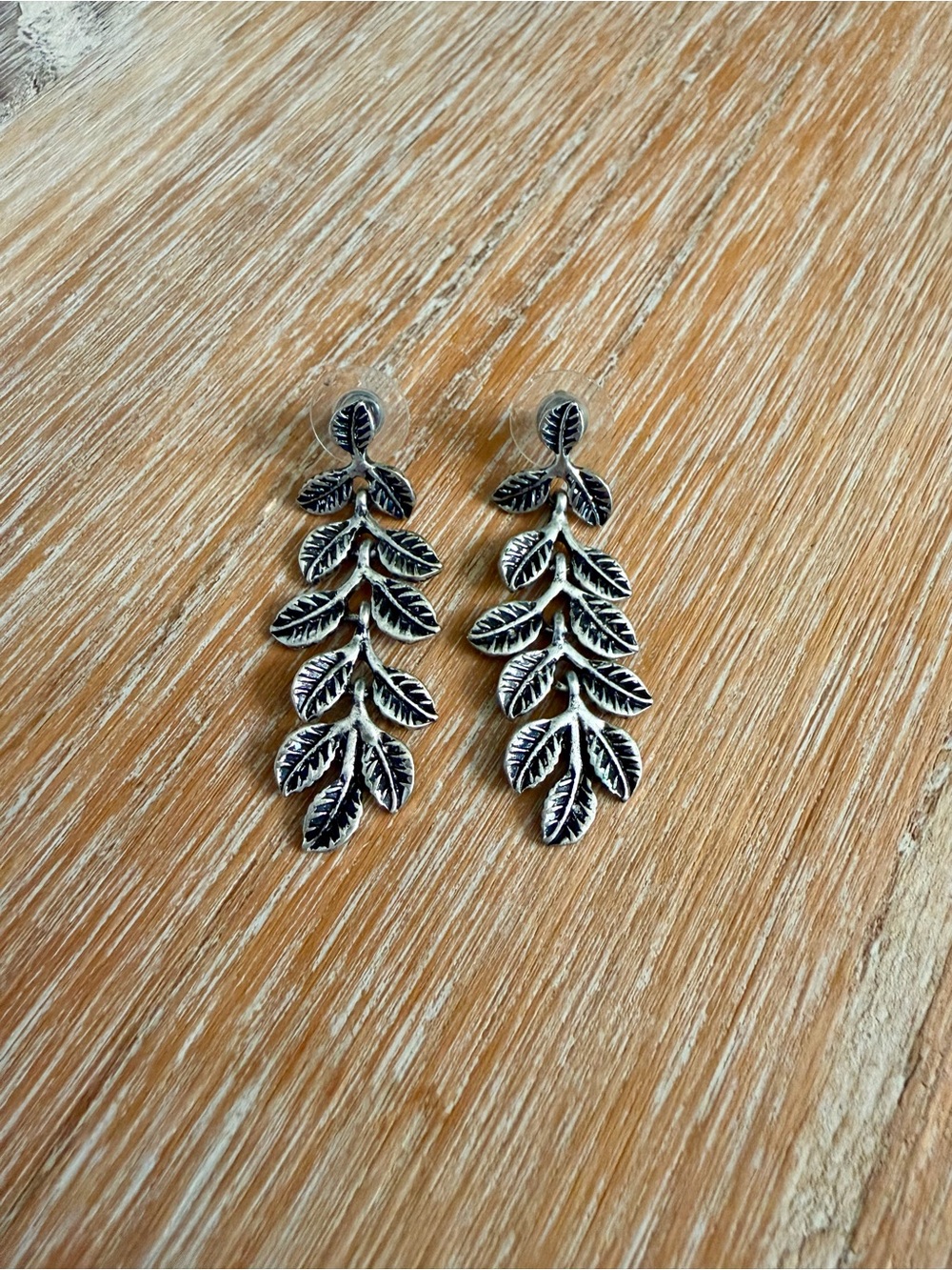 Sterling silver Leaf Drop Earrings - Silver Botanical Dangle